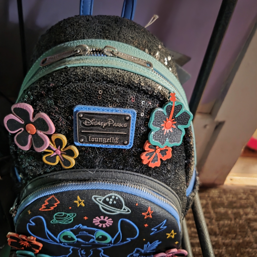 Disney Black and Blue STITCH Backpack with Colorful Accents